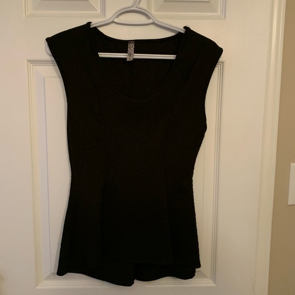 Black textured peplum top - Picture 1 of 5